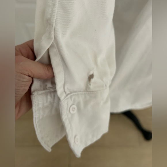 Avec les filles Anthropologie white Oxford button down shirt dress sz medium - Picture 5 of 9